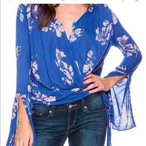 Free People Wrap Fiona Floral Wrap Blouse. #114